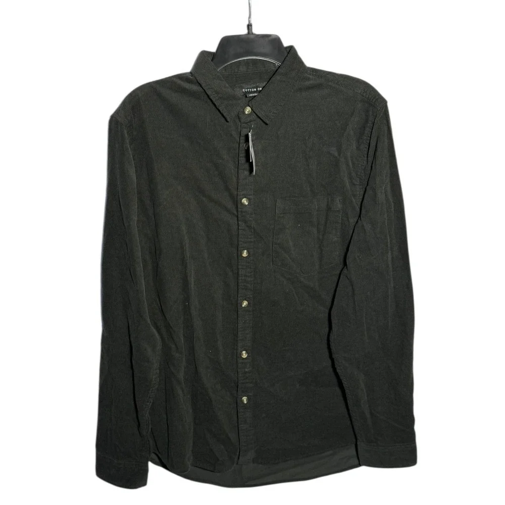 Cotton On  Men's Portland  Long Sleeve Shirt Classic Fit Washed Black Cord sz XL - Picture 2 of 6